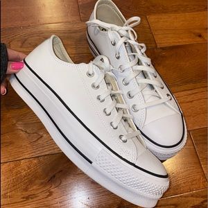 BRAND NEW leather platform low rise converse